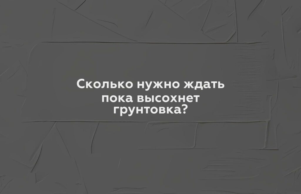 Сколько нужно ждать пока высохнет грунтовка?