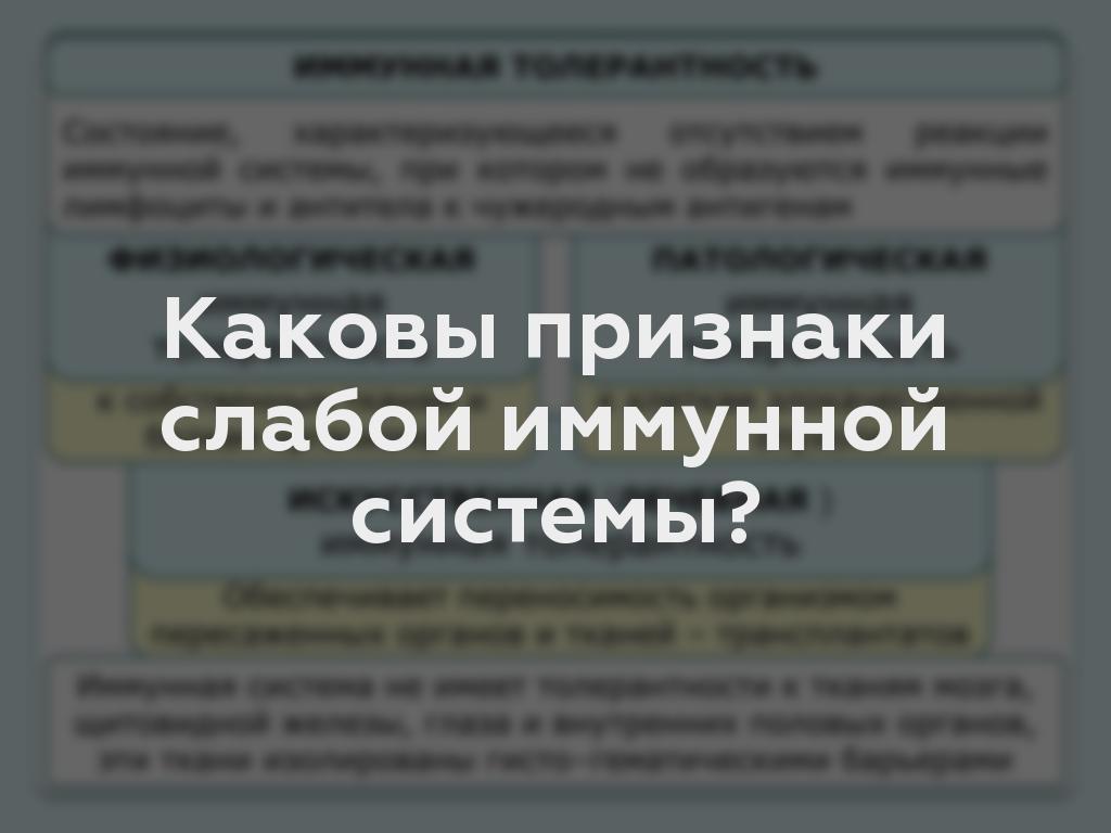 Каковы признаки слабой иммунной системы?