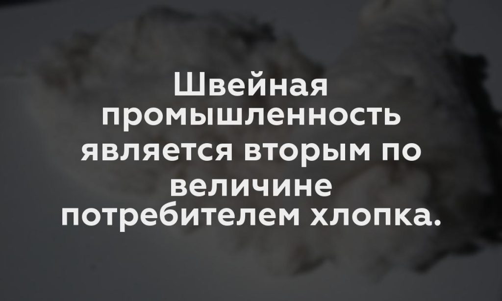 Швейная промышленность является вторым по величине потребителем хлопка.