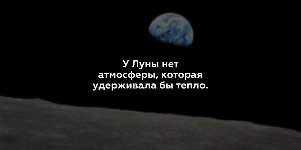 У Луны нет атмосферы, которая удерживала бы тепло.