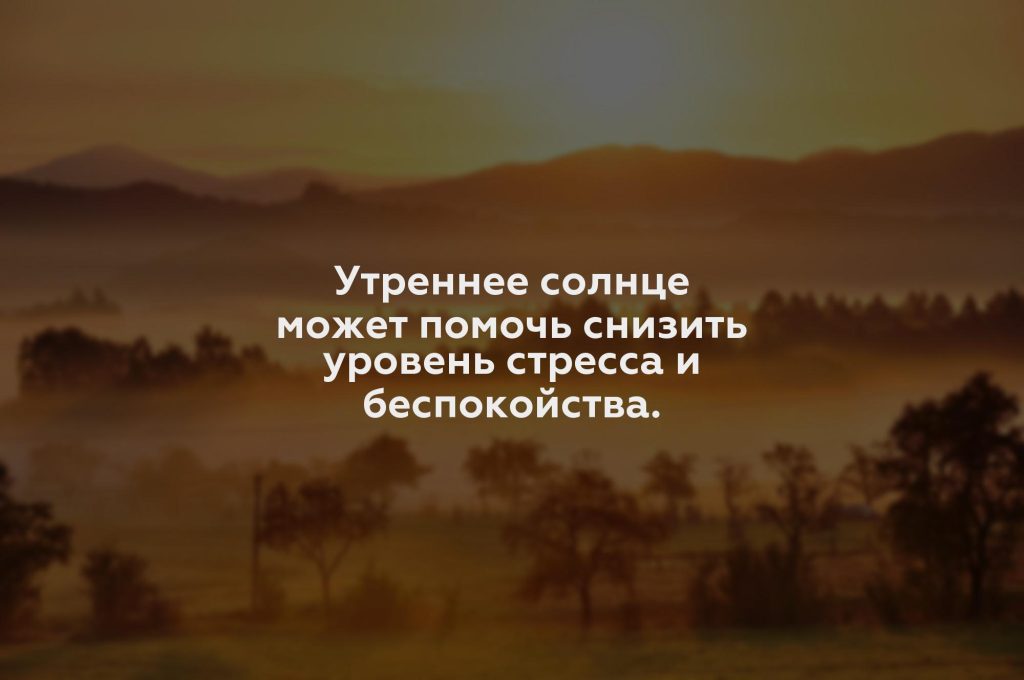 Утреннее солнце может помочь снизить уровень стресса и беспокойства.